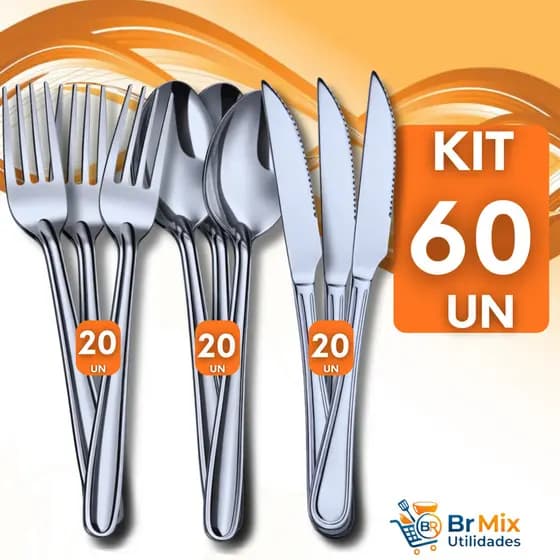 Combo de Talheres inox Garfo Faca Colher Cozinha Restaurante Talher Utilidades Garfos Facas Colheres