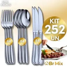 Kit Talher Aço Inox Inoxidável –  Garfos +  Colheres Jantar + Faca Talheres Resistentes Inox Premium