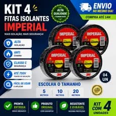 Kit 4 Fitas Isolantes 3M IMPERIAL  18mm x 20mm, 10mm, 5mm espessura 0,13mm fita