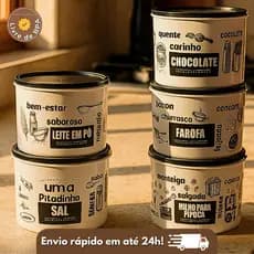 Kit Conjunto 5 Peças Decorada Potes 1L Armazenamento Condimentos Cozinha
