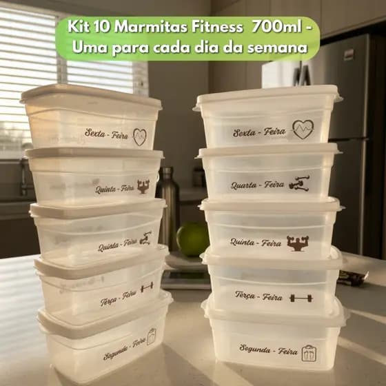 Kit 10 Unidades Pote Marmita Freezer Microondas Fitness Comida Congelada Marmitinha fit 700 ml