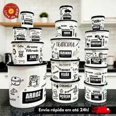 Kit 15 Potes Personalizado Decorado de Plastico Tapuer - Porta Mantimentos/Alimento