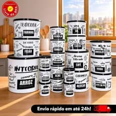Super Kit 20 Unidades/Potes de Plastico Decorados c/tampa para Mantimentos Hermetico Estilo Tapower