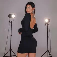 Vestido Polly Costas Abertas Feminino manga longaTamanho Único veste do 36 ao 42