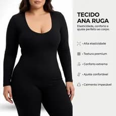 Macacão MANGA LONGA  Feminino Midi Size veste do 44 ao 48 tecido Ana Ruga Inverno Frio Chile Moda Gringa
