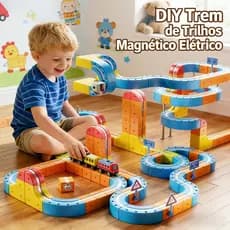 Trem Elétrico Pista Magnética Blocos de Montar Brinquedo Educativo Anti-Gravidade DIY Alta Velocidade Presente Infantil