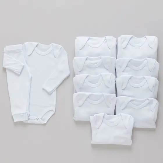 Kit 3 Conj Body e Calça Bebê Pagão canelado Longo 100% Algodão cores Sortidas