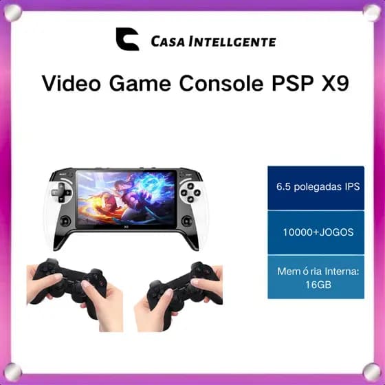 Video Game Console Portátil 16GB 10000 Jogos Retrô 6.5 Polegadas Display de Alta Definição