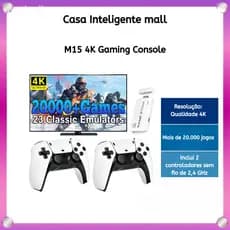 2025 NOVO Vídeo Game Stick M15 Pro 4k 64gb Hdmi Com 2 Controles Se Fio +20mil Jogos