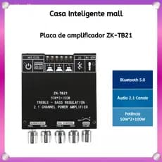 Placa Amplificadora De Subwoofer ZK-TB21 TPA3116D2 Bluetooth 5.0 50Wx2 100W Classe D 2.1CH