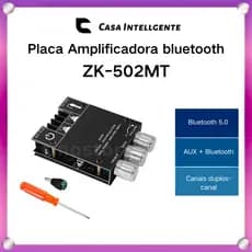Placa Amplificadora ZK-502MT bluetooth 5.0 2x50W Módulo De Áudio Estéreo De Alta Potência Controle Agudo De Graves Entra