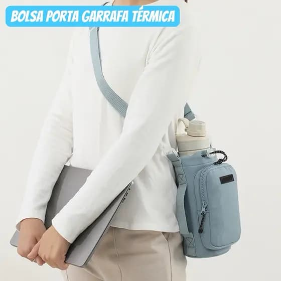 Bolsa Porta Garrafa Térmica com Alça e Bolso para Celular
