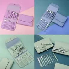 Kit 16 Pçs Cortador De Unhas Pedicure Tesoura Prego Conjunto  Em Aço Inoxidável Com Bolsa Dobrável