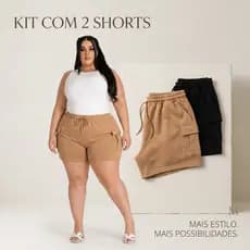 Kit Com 2 Short Cargo Plus Size Feminino Com Cordão Ajustável E Excelente Caimento