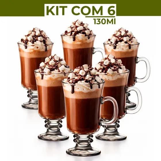 Jogo 3 ou 6 Peças Canecas Capuccino Nespresso Em Vidro Irish Coffee 130ml/230ml
