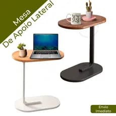 Mesa De Apoio Lateral Para Sofá Cama Notebook Portatil - Base de Ferro e MDF