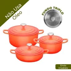 Kit Conjunto De Panela Caçarola Revestimento Nano Cerâmico Indução 2,7 + 3,4L + 4.5L