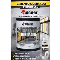 Cimento queimado Autonivelante  KIT profissional para piso / contra piso mais resina ARGAPRO 20kg