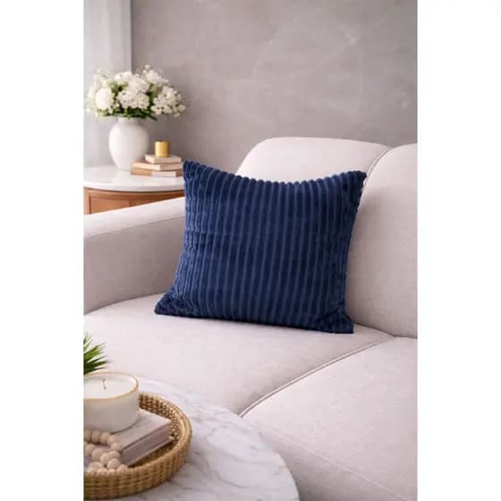Capa de Almofada Canelada 45x45cm com Zíper | Decorativa Sofá Sala Quarto  1, 2, 3 ou 4 Unidades