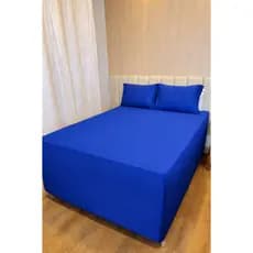 Luva Box Casal 3 Peças - 1,40m x 1,90m x 0,60m Malha Poliéster Lisa + Fronhas - Não Amassa