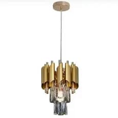 Lustre Pendente Redondo 20x26cm Metal e Cristal Transparente Bivolt - Sindora - Fonte do Led