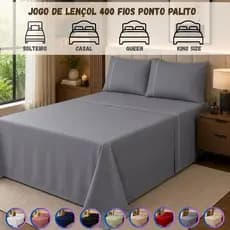Jogo de Lençol Solteiro Casal Queen King 400 Fios Ponto Palito 3 e 4 Peças Toque Extra Macio