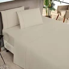 Jogo de Cama Lençol Casal Queen 200 Fios 4 Peças Lençol Plano e Elástico Ponto Palito