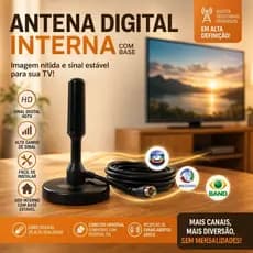 Antena Digital Amplificada Interna e Externa 5 Metros Base Imã Prova d'água 4DBI 4K HDTV/UHF/VHF-HY-3003