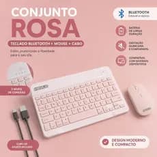 KIT Teclado e Mouse Wireless Bluetooth Portátil Keyboard Sem Fio Android/ios-ipad Recarregável Compatível-HY-5030/HY-030