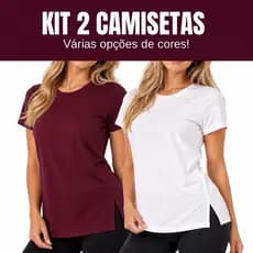 Kit 2 Camisetas Tapabumbum Feminina Sobre legging Academia Casual Dia a Dia Com Abertura Lateral