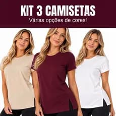 Kit 3 Camisetas Tapabumbum Feminina Sobre legging Academia Casual Dia a Dia Com Abertura Lateral
