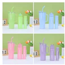 Kit 3 Garrafa Copo Tendência Agua Squeeze Com Adesivos Lembretes beber Agua
