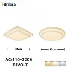 Luminária Teto Plafon Led Sobrepor Efeito Cristal Céu Estrelado Brilhante 3 Cor Em 1 Borda Infinita