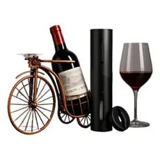 Suporte De Vinho Retro+kit Abridor De Garrafas E Saca Rolha