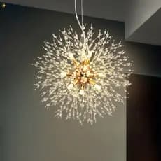 Vila Sala De Estar Dourado Lustre Pendente Cristal Dente De Leão 45cm/55cm/50cm +G9 lâmpada