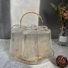Porta Copos Para 6 Copos Cozinha Mesa Cor Dourado