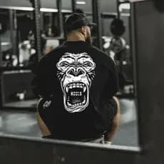 Camiseta Oversized Gorila Houls Larga Streetwear  100% Algodão Alta Qualidade Anime Scape