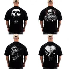 Kit com 4 CAmiseta Oversized Estampas de Caveiras 100% Algodão Anime Scape