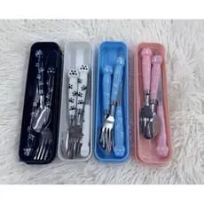Kit 3 Garfo Colher e faca Aço Inoxidável 4 cores Pé de gato