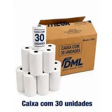 Bobina Térmica 80x30 Pdv Cupom Fiscal Para Restaurante , ifood, Hamburgueria e Pizzaria Cx 30 Unidades Adegraf Branca