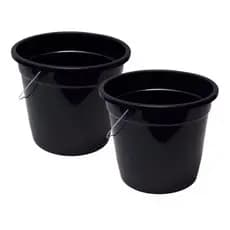 kit 2 Balde de Plástico Preto com Alça Metal 8 Litros.