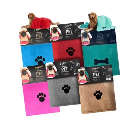 Toalha Pet Microfibra Super Absorvente 60x90 Para Cachorro e Gato Banho Secagem Rápida