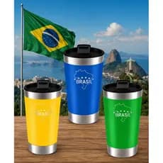 Copo Térmico Do Brasil Com Abridor De Garrafa 473ml Celeste