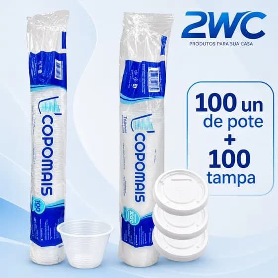 Pote Plástico 100ml Com Tampa Para Sobremesa Gelatina, Pudim ,Sorvete 100unid