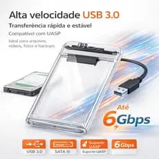 Caixa de disco rígido externo 2.5 polegadas USB 3.0 SATA III Caixa de disco rígido SSD transparente UASP de alta velocid