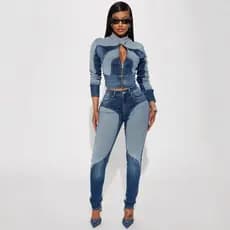 2026TK Costura Jeans Mulheres Cintura Alta Costura Lavada Jeans Skinny Mulheres