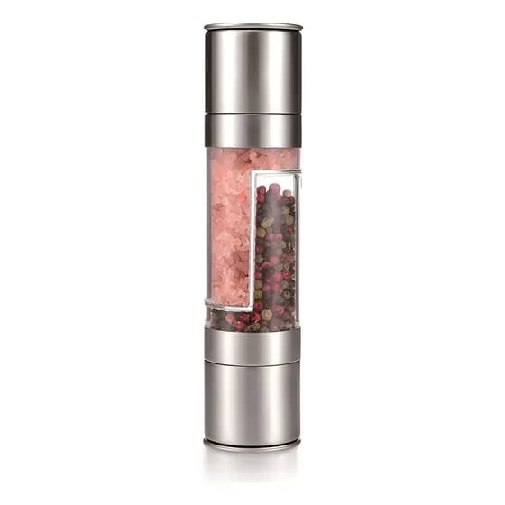 Moedor De Pimenta E Sal Grosso Gourmet 2 Em 1 Manual Duplo Aço Inox Premium Triturador Temperos E Especiarias