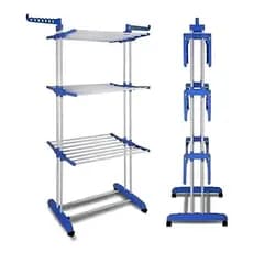 Varal De Chão Grande De Roupas 3 Andares Dobrável Cor Azul Kontuz 170 cm