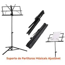 Estante De Partitura Suporte Pedestal Musical Maestro  Com Bolsa Bag Tripé Resistente Ajuste De Altura Cavalete Ferro