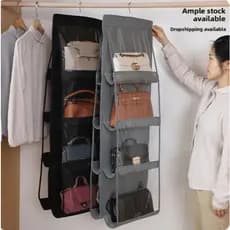 6/8 bolsos bolsa de armazenamento organizador de guarda-roupa suspenso bolsa armário bolsa Tempat Letak Beg